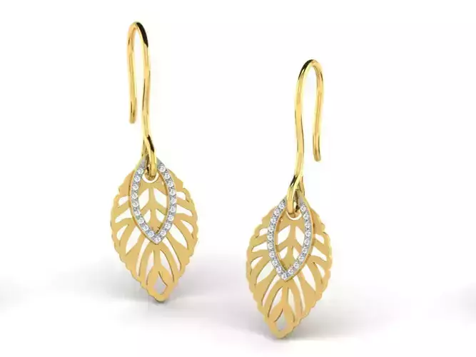 Women leaf earrings 3dm render detail