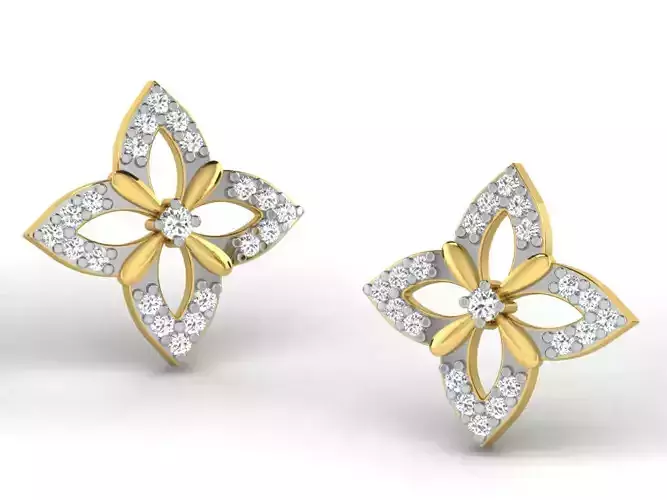 Women flower earrings 3dm render detail