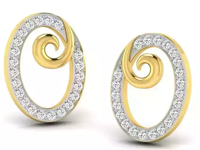 Women round earrings 3dm render detail