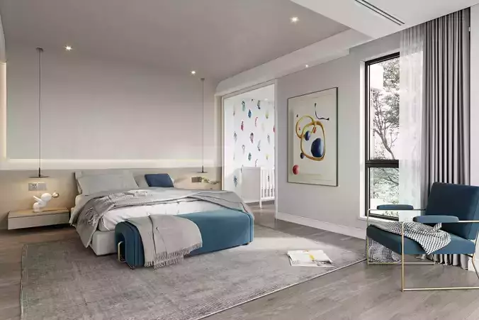 Bedroom in modern apartment