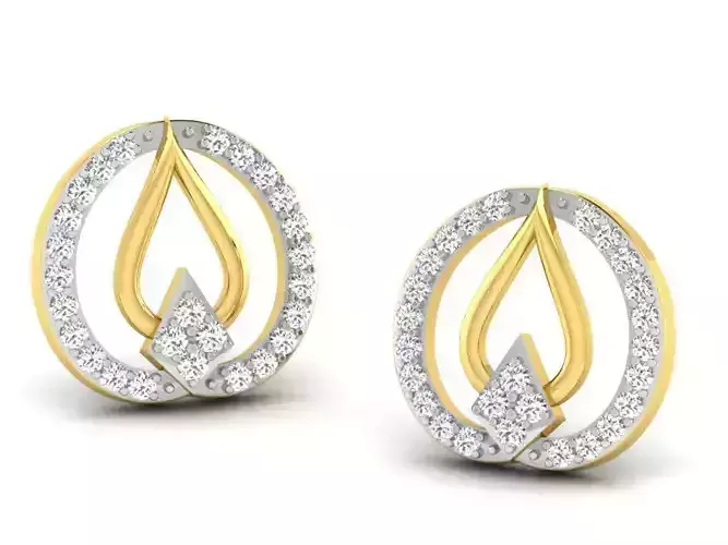 Women round earrings 3dm render detail