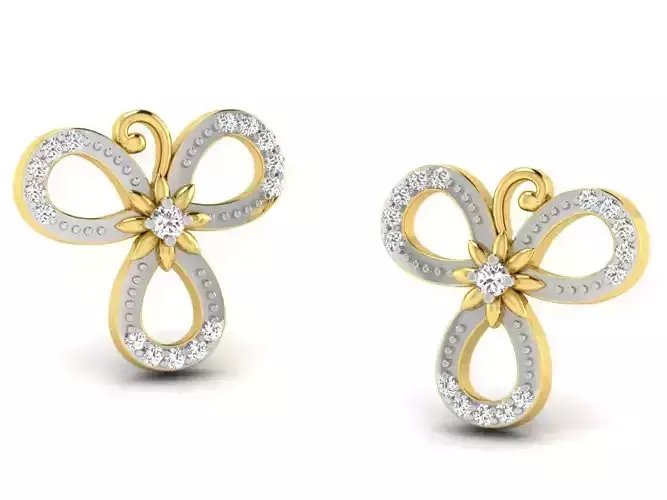 Women flower earrings 3dm render detail