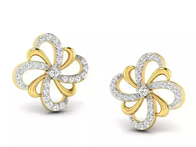 Women flower earrings 3dm render detail