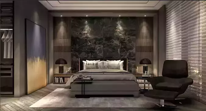 Recamara modern bedroom with walls