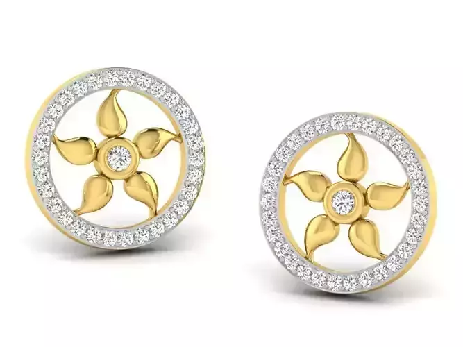 Women round earrings 3dm render detail