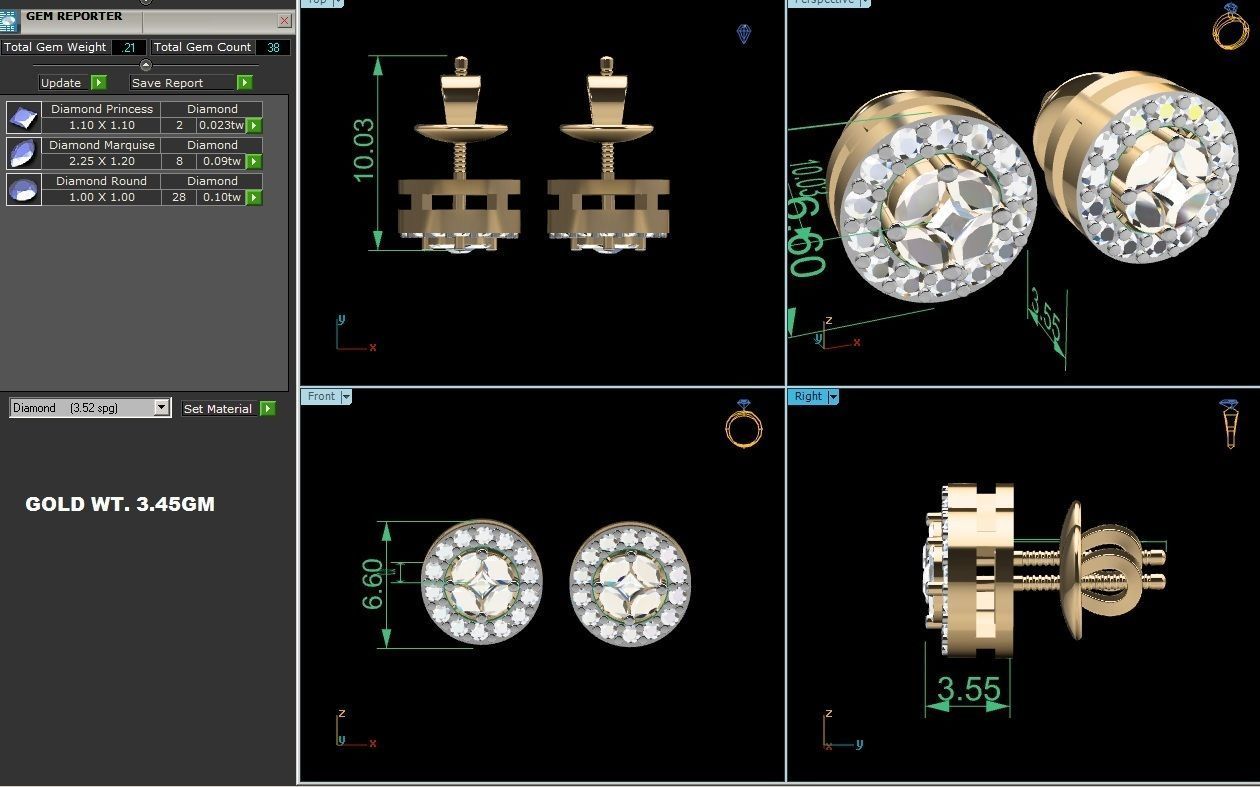 Women round earrings 3dm render detail 3D print model_1