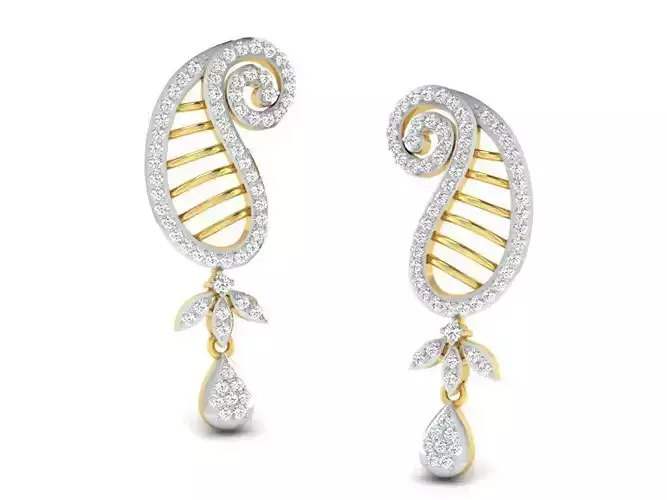 Women earrings 3dm render detail