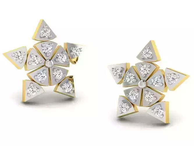 Women star earrings 3dm render detail