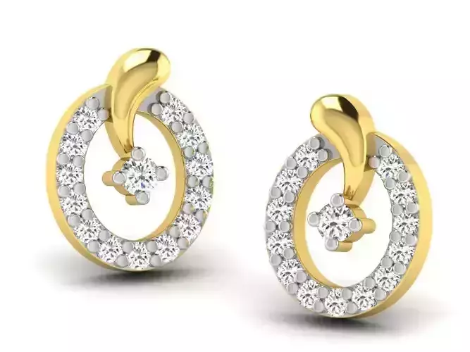 Women round earrings 3dm render detail