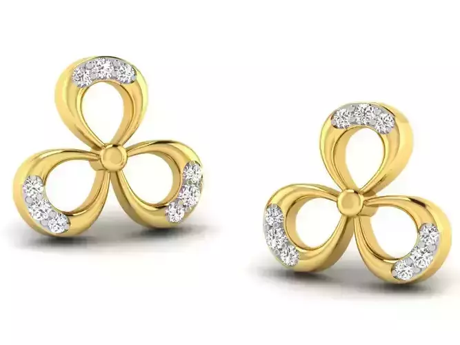 Women flower earrings 3dm render detail