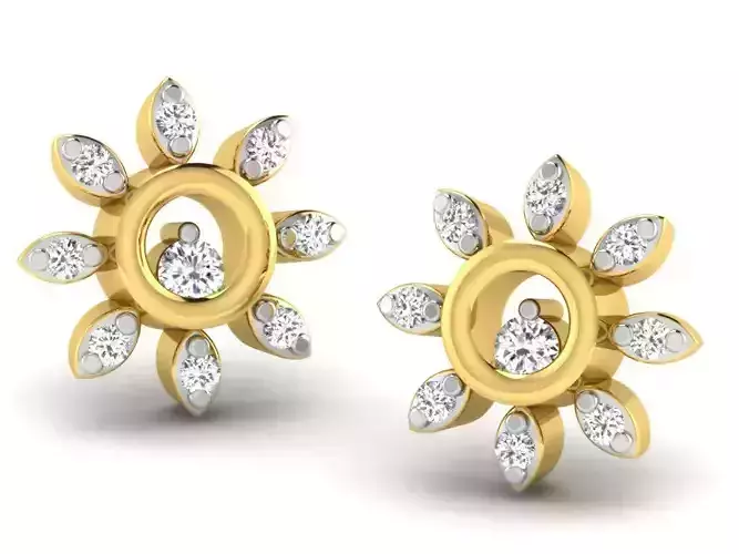 Women round earrings 3dm render detail