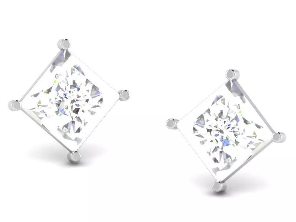 Women square earrings 3dm render detail 3D model 3D printable | CGTrader