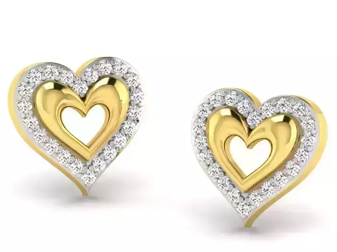 Women heart earrings 3dm render detail