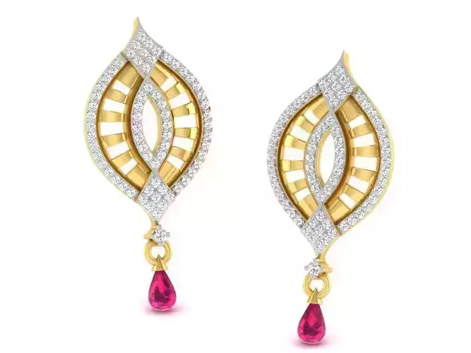 Women pearl earrings 3dm render detail