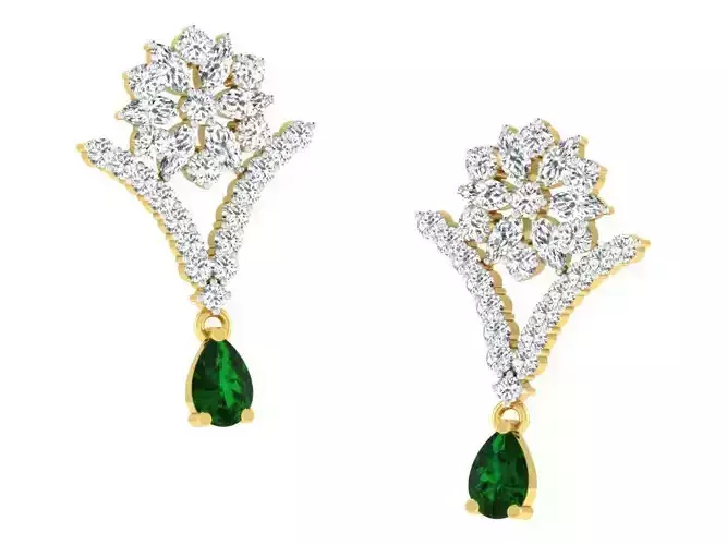 Women gem earrings 3dm render detail