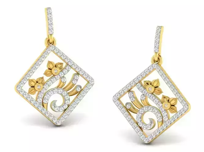Women square earrings 3dm render detail 3D print model