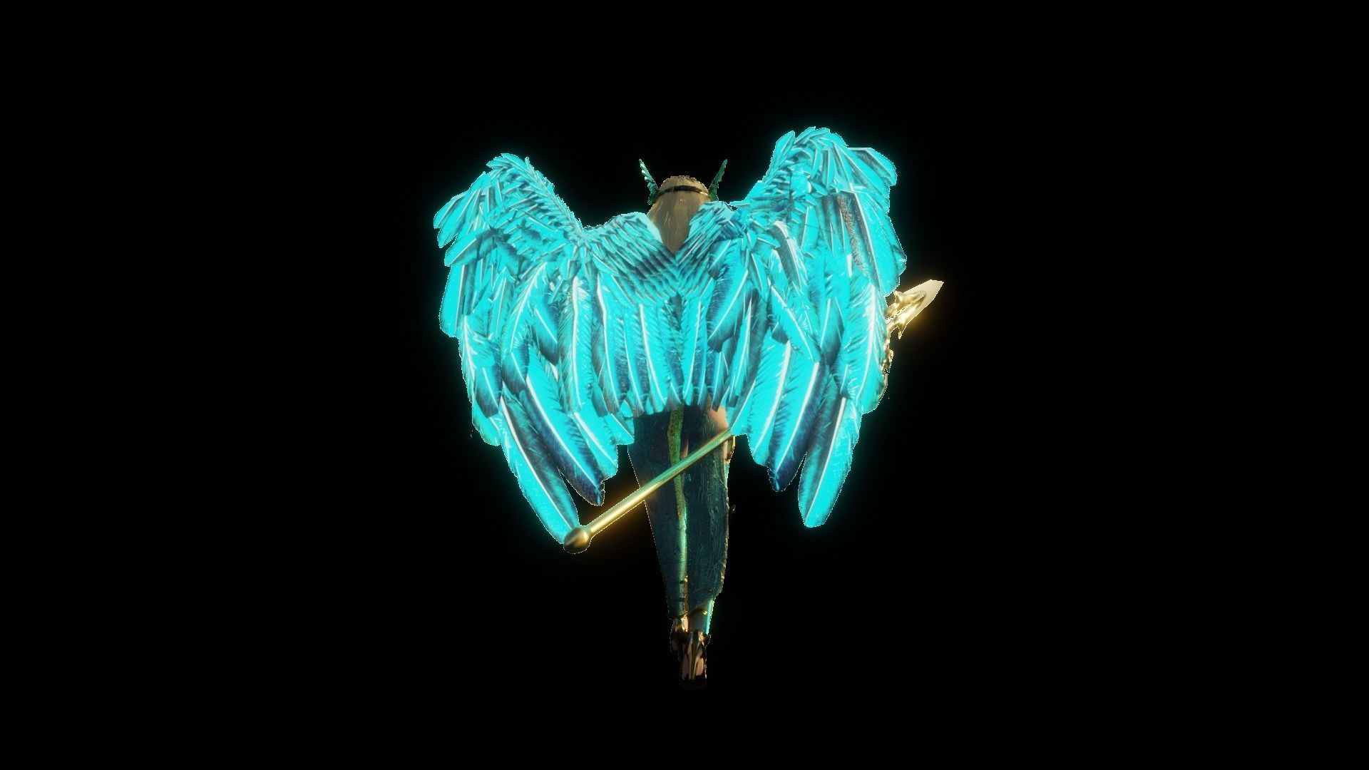 Angel flying warrior  Low-poly 3D model_10