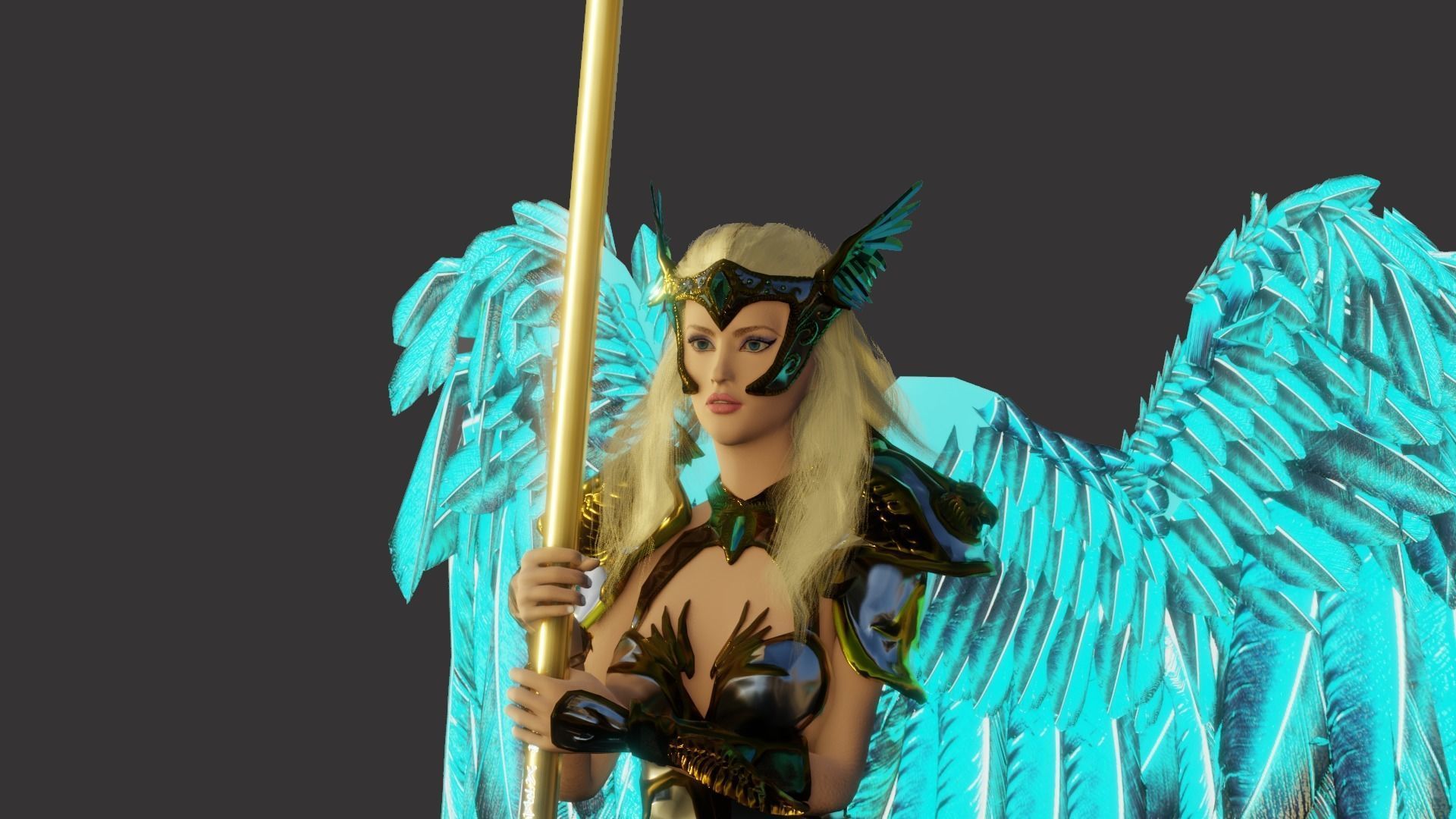 Angel flying warrior  Low-poly 3D model_6