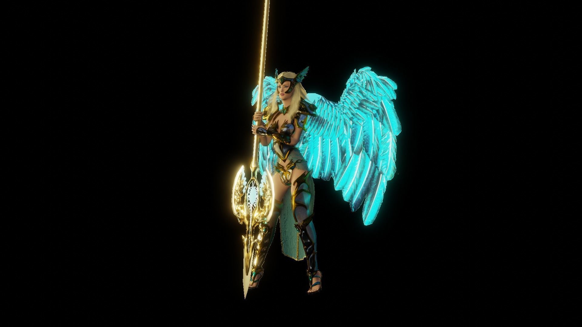 Angel flying warrior  Low-poly 3D model_12