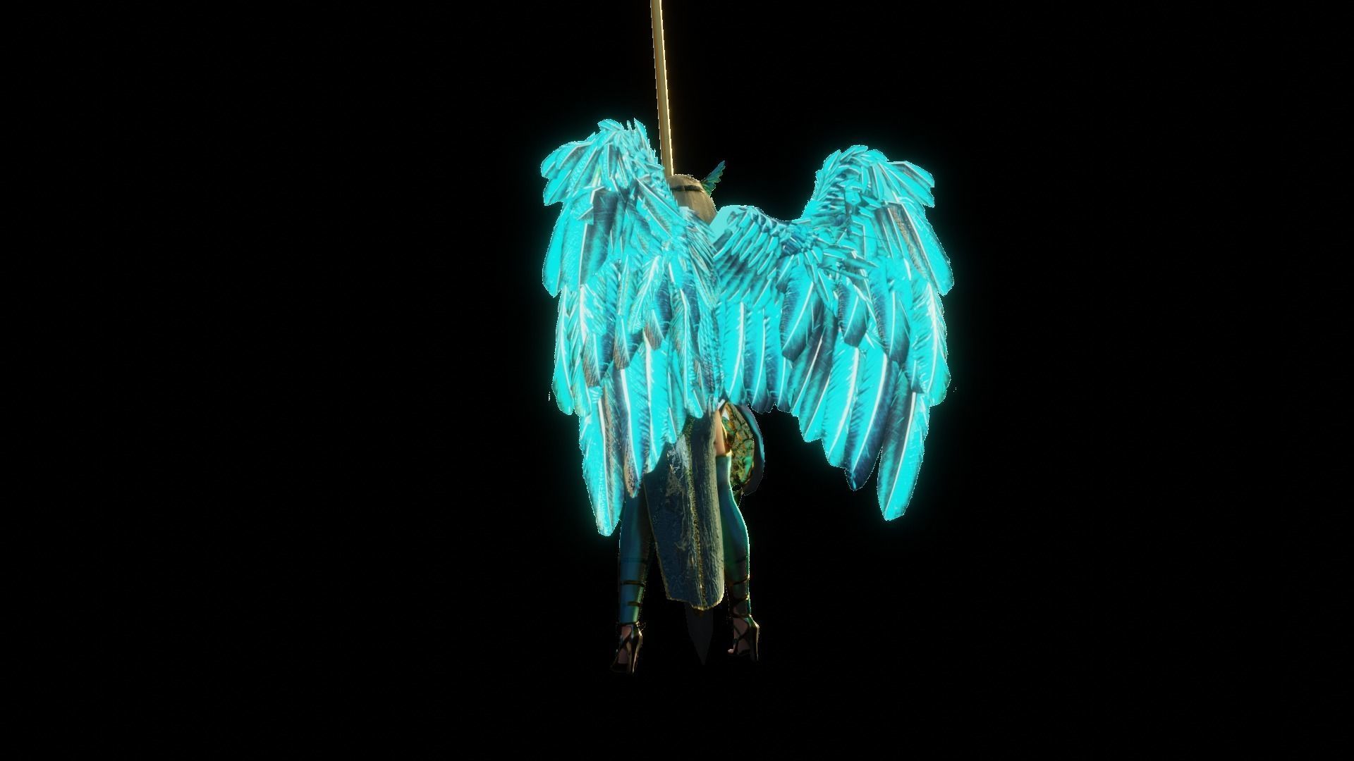 Angel flying warrior  Low-poly 3D model_13