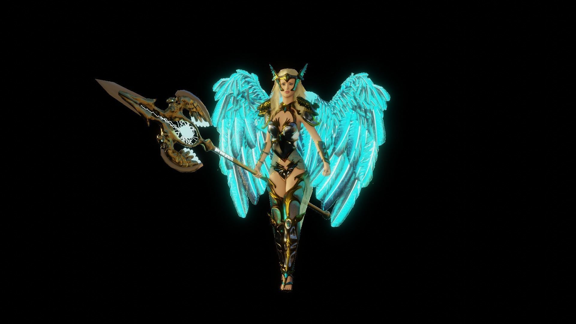 Angel flying warrior  Low-poly 3D model_7