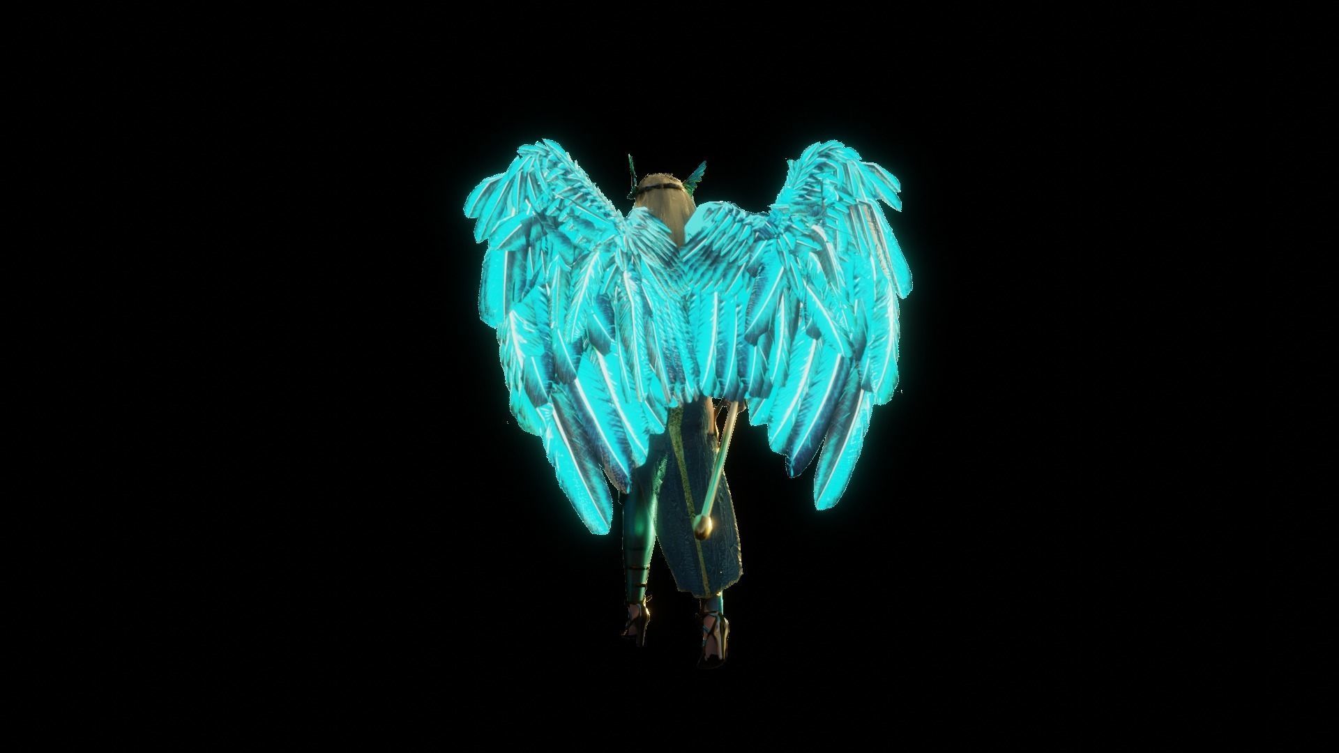 Angel flying warrior  Low-poly 3D model_9