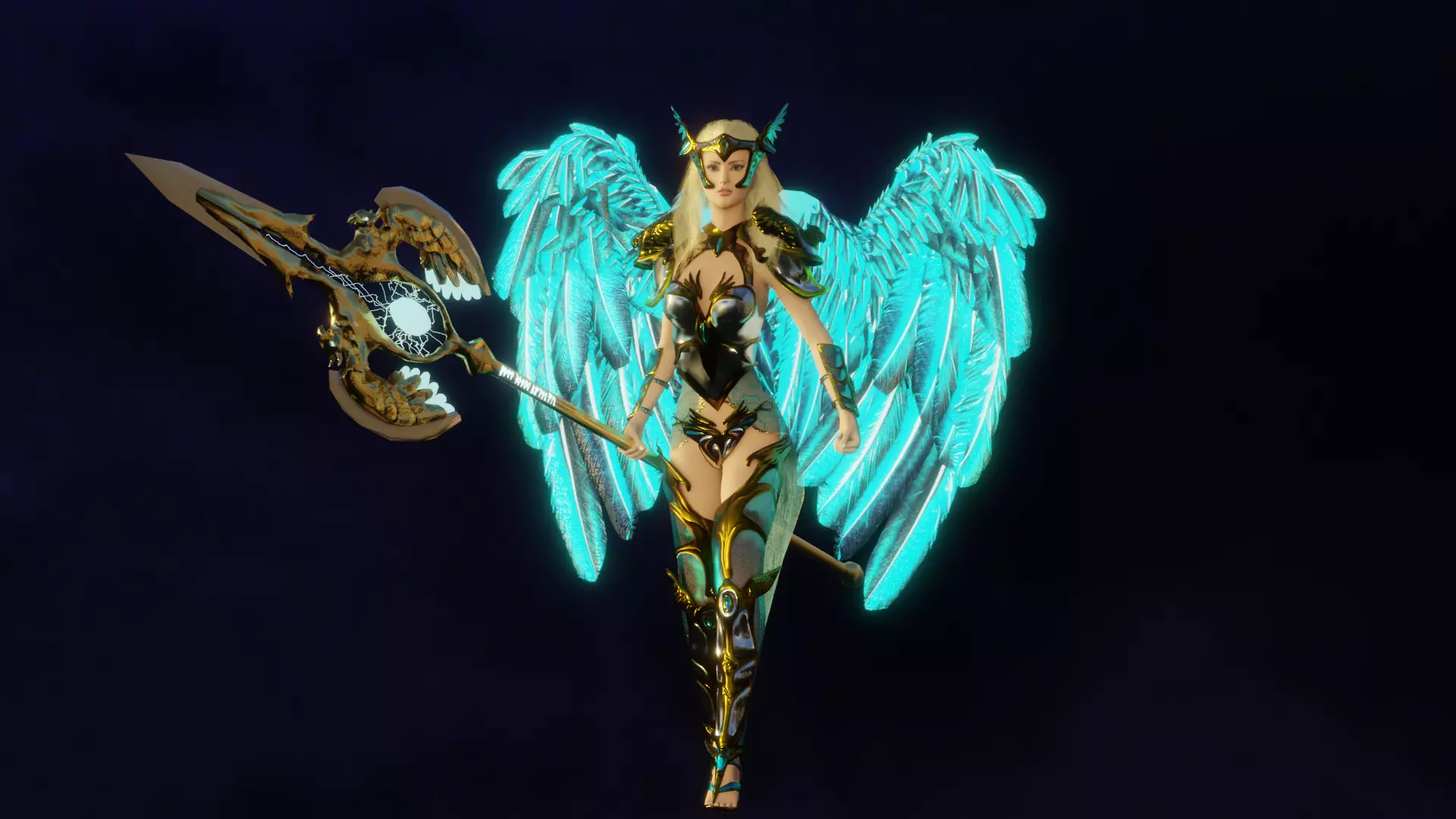 Angel flying warrior  Low-poly 3D model_0