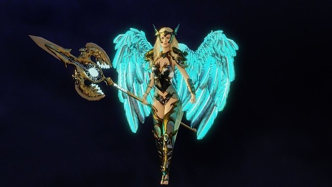 Angel flying warrior  Low-poly 3D model