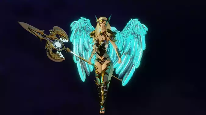 Angel flying warrior  Low-poly 3D model