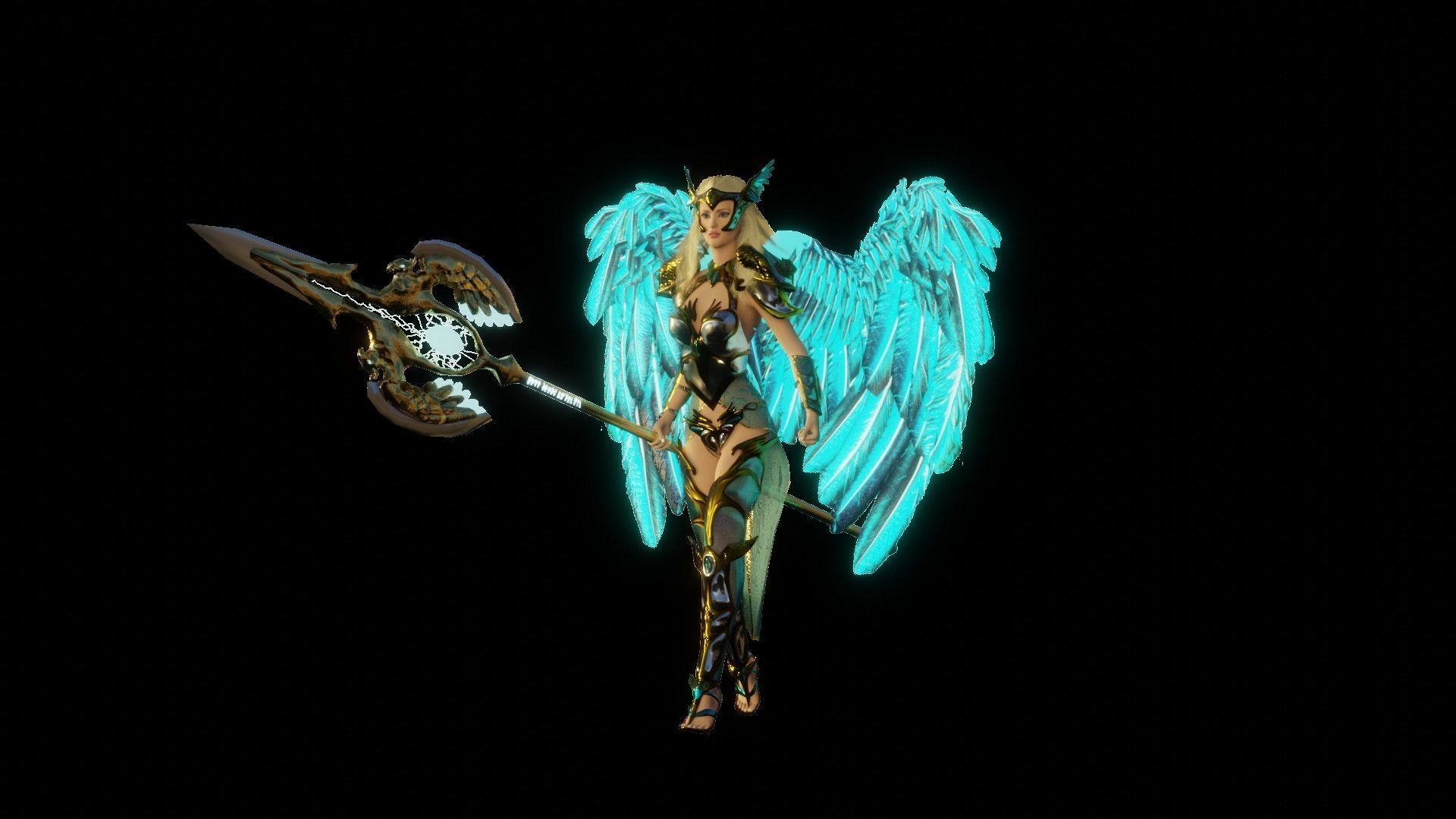 Angel flying warrior  Low-poly 3D model_8