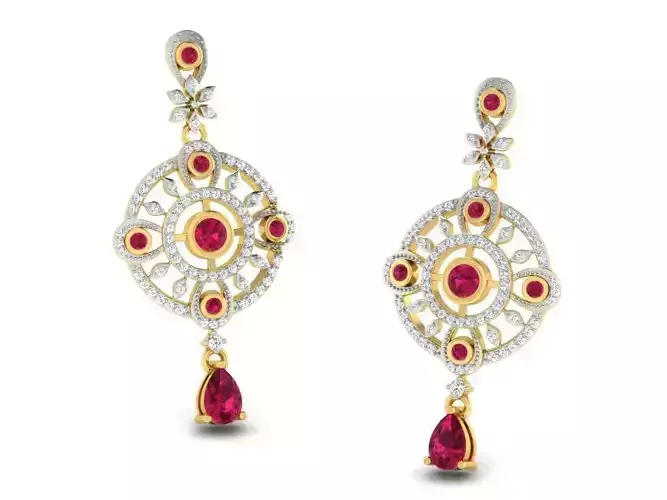 Women gem earrings 3dm render detail