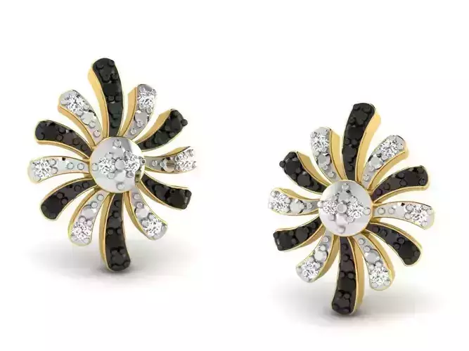 Women round earrings 3dm render detail