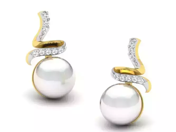 Women pearl earrings 3dm render detail