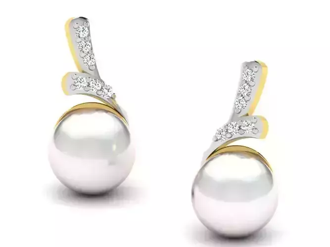 Women pearl earrings 3dm render detail