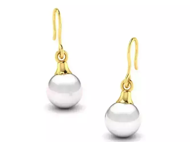Women pearl earrings 3dm render detail