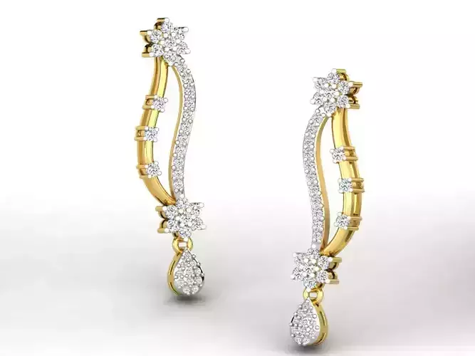 Women earrings 3dm render detail