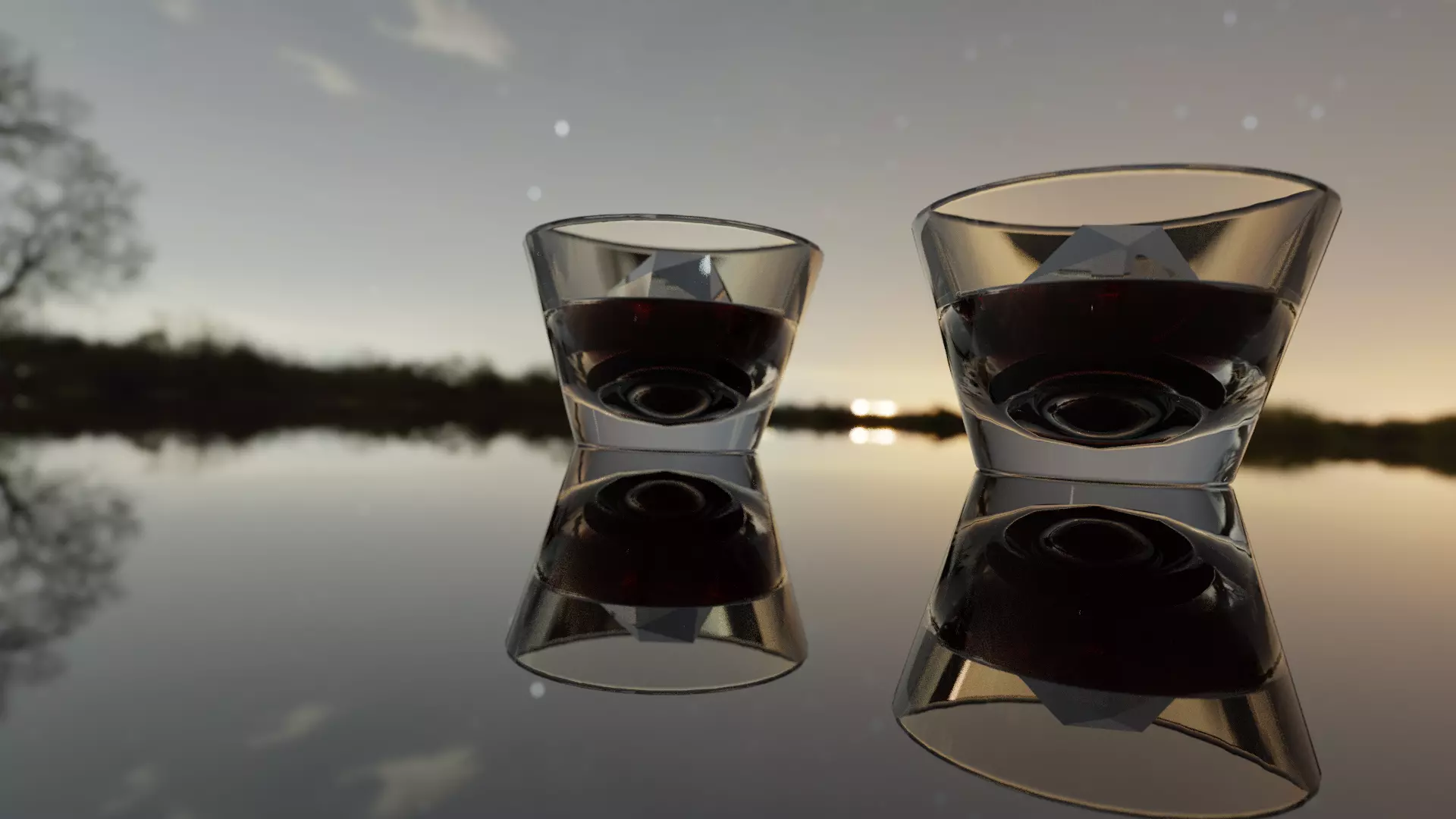 Cup and glass 3D model_0