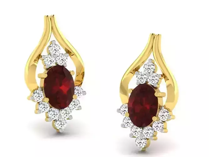 Women gem earrings 3dm render detail