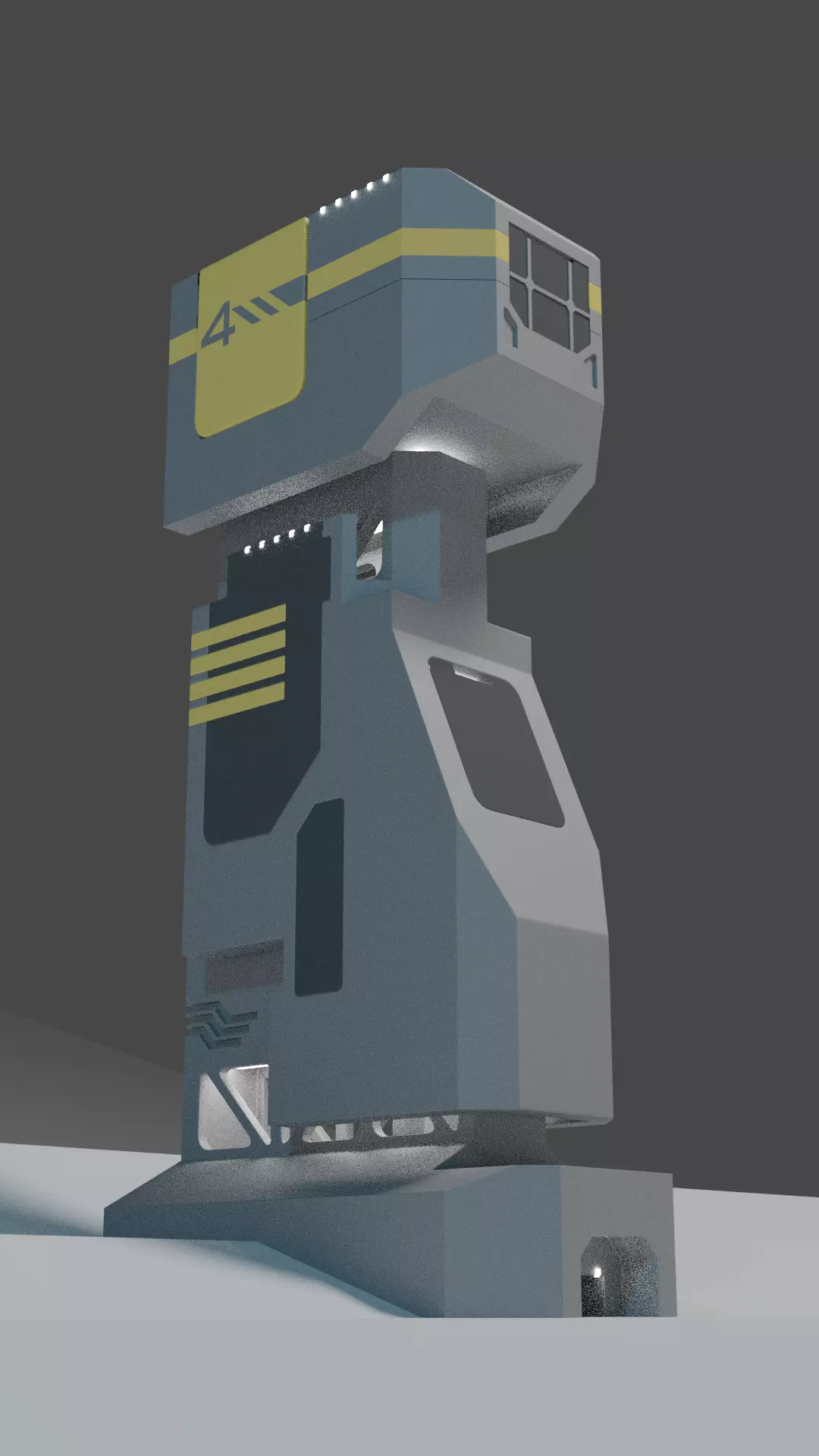Futuristic post Unit 4 3D model_0