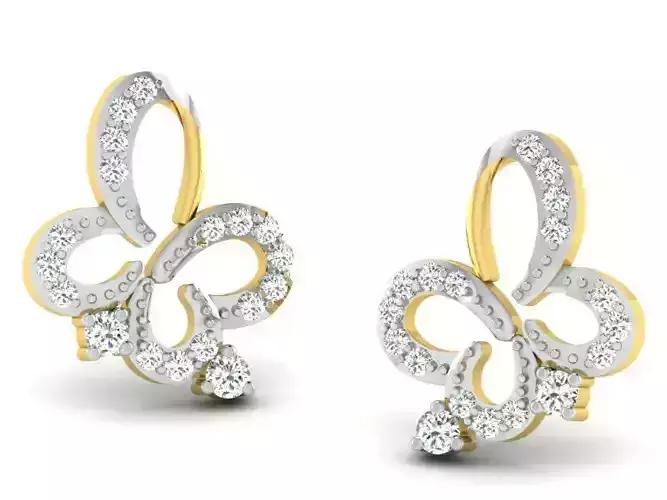 Women butterfly earrings 3dm render detail 3D print model