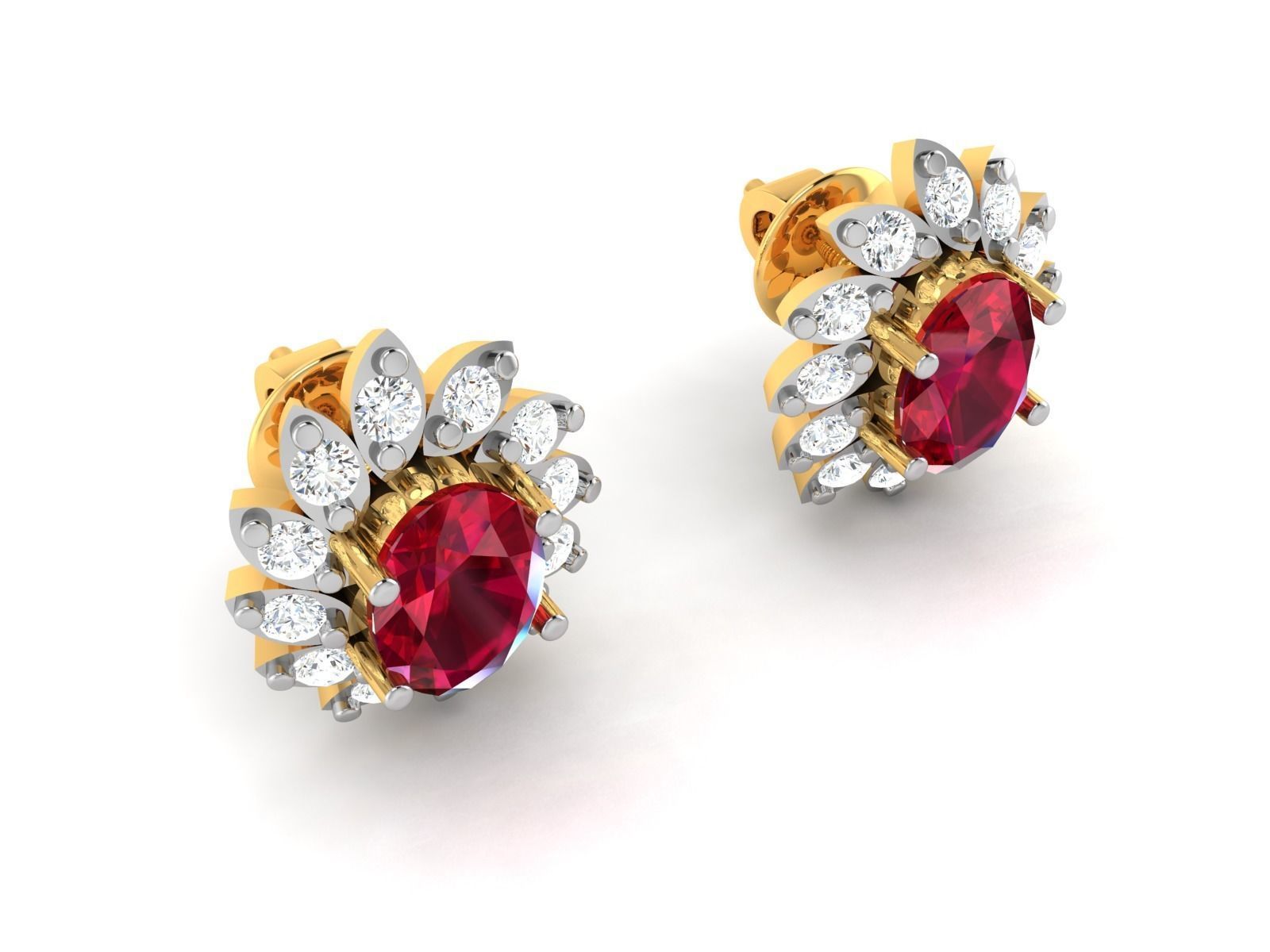 Women round with gem earrings 3dm render detail 3D print model_2