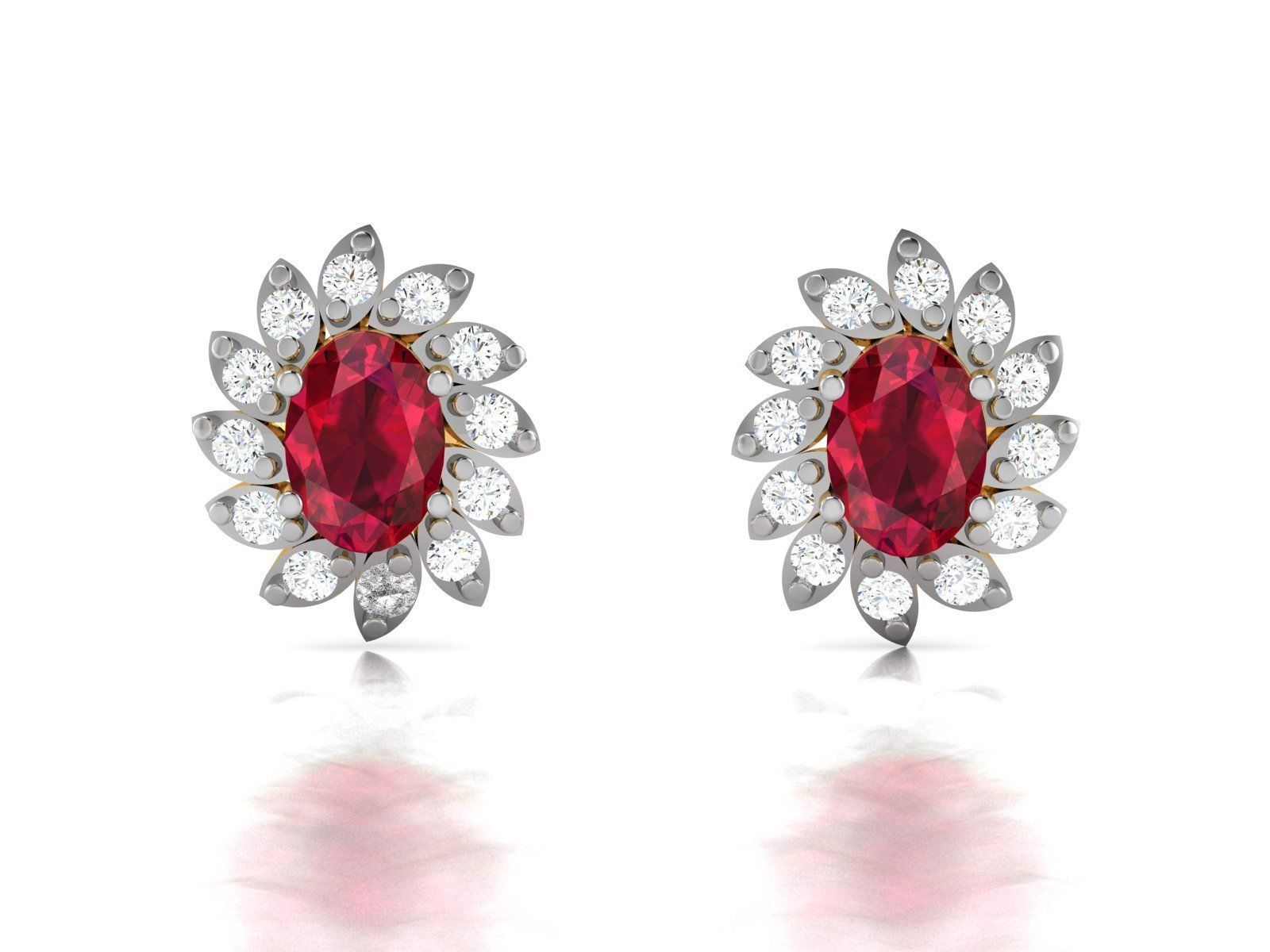 Women round with gem earrings 3dm render detail 3D print model_3