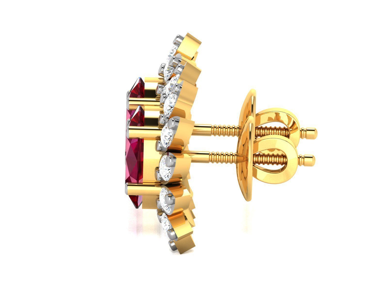 Women round with gem earrings 3dm render detail 3D print model_6