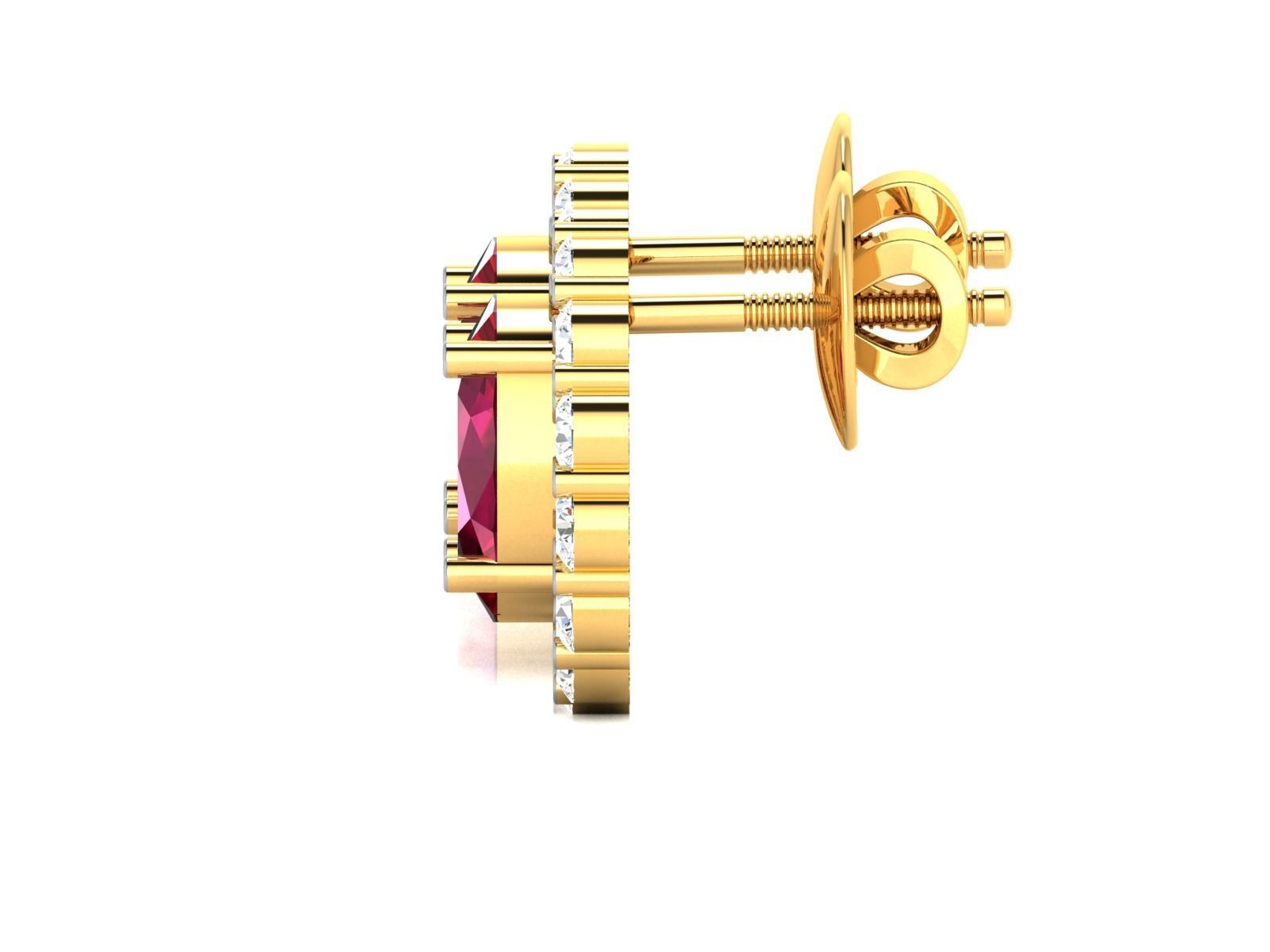 Women round with gem earrings 3dm render detail 3D print model_6