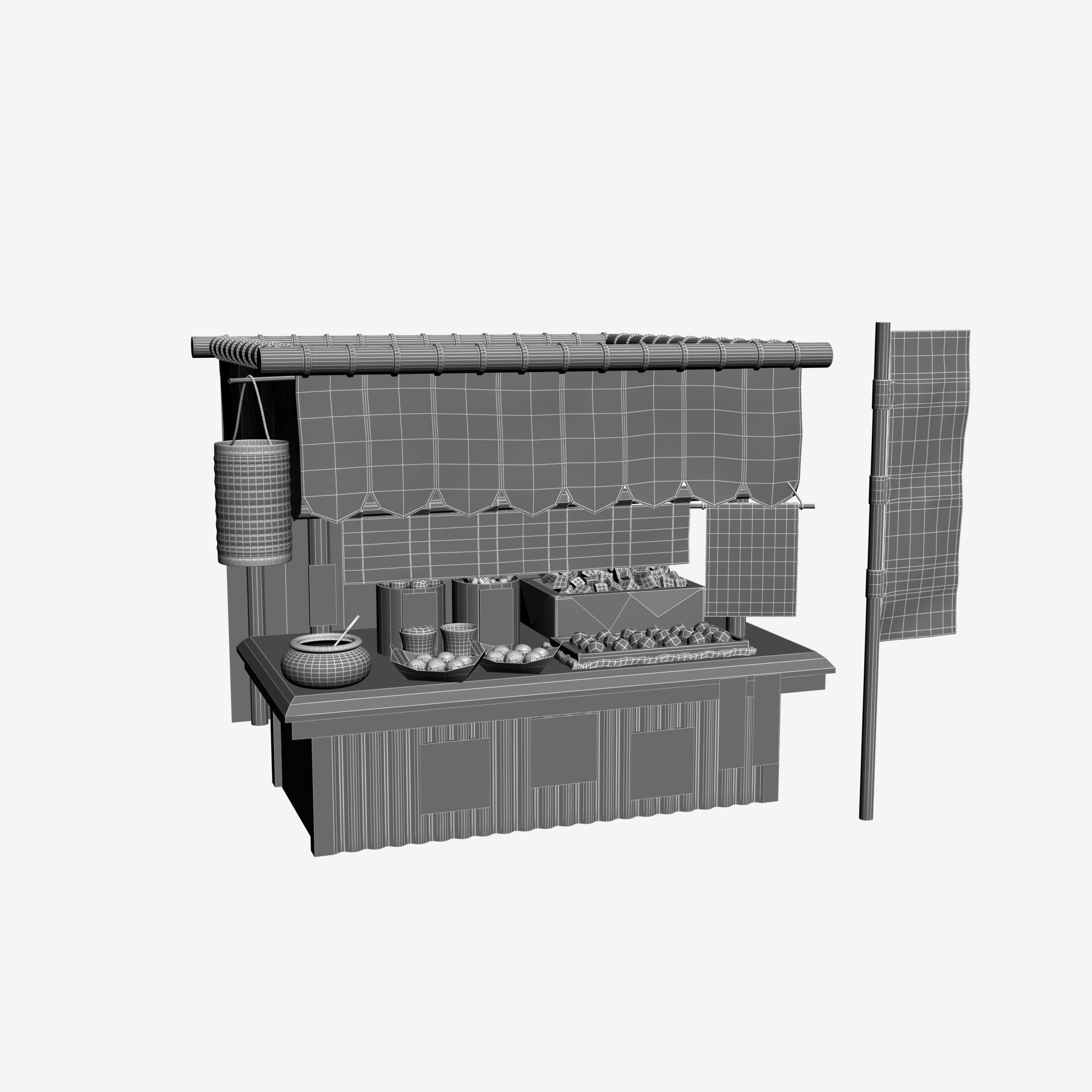 Japan night market Venders 3D model_8