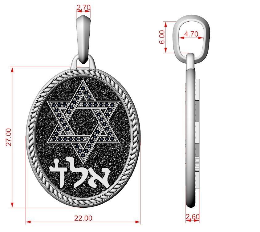 Pendant star of david 620 3D print model_20