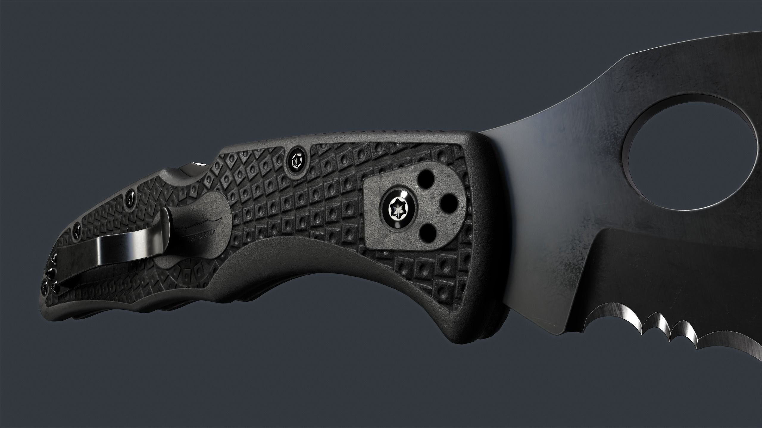 Spyderco Matriarch 2 Lightweight Folding Knife PBR Game Ready Low-poly 3D model_6