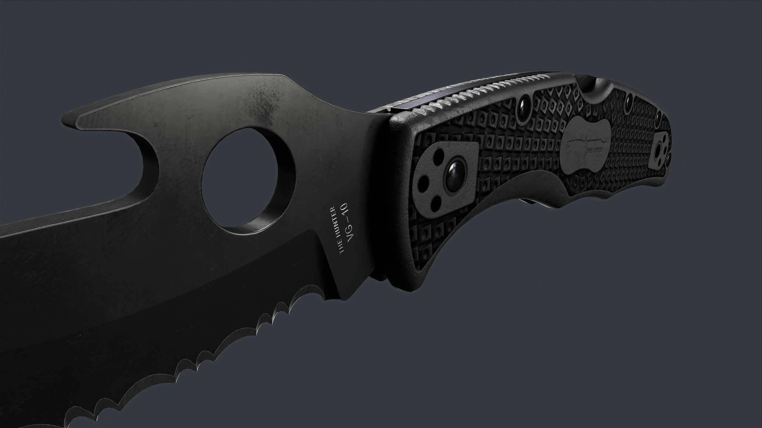 Spyderco Matriarch 2 Lightweight Folding Knife PBR Game Ready Low-poly 3D model_3