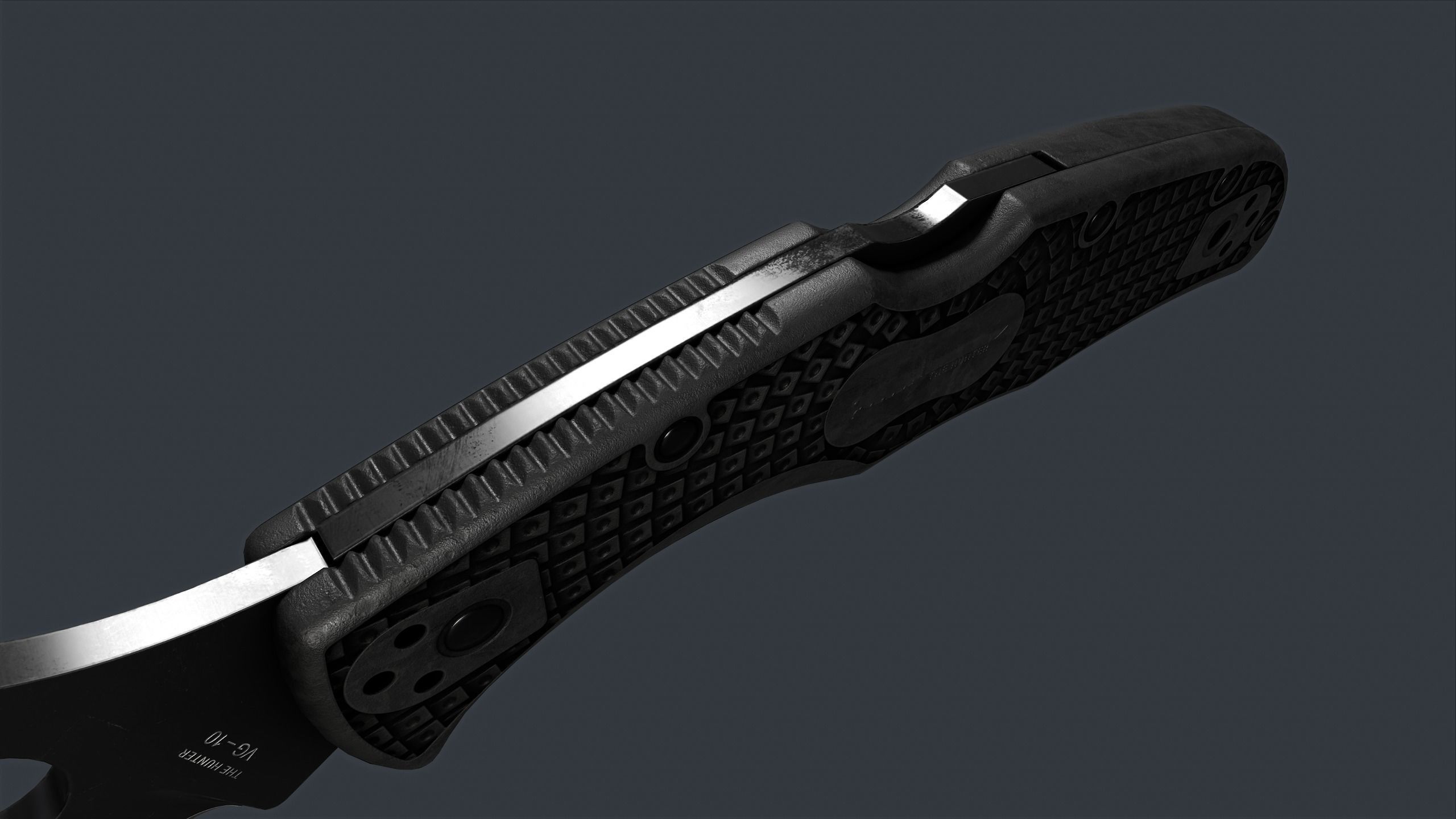 Spyderco Matriarch 2 Lightweight Folding Knife PBR Game Ready Low-poly 3D model_10