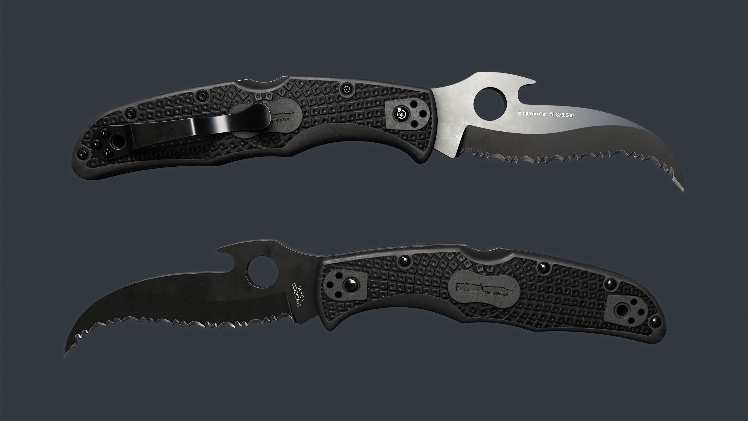 Spyderco Matriarch 2 Lightweight Folding Knife PBR Game Ready Low-poly 3D model_1